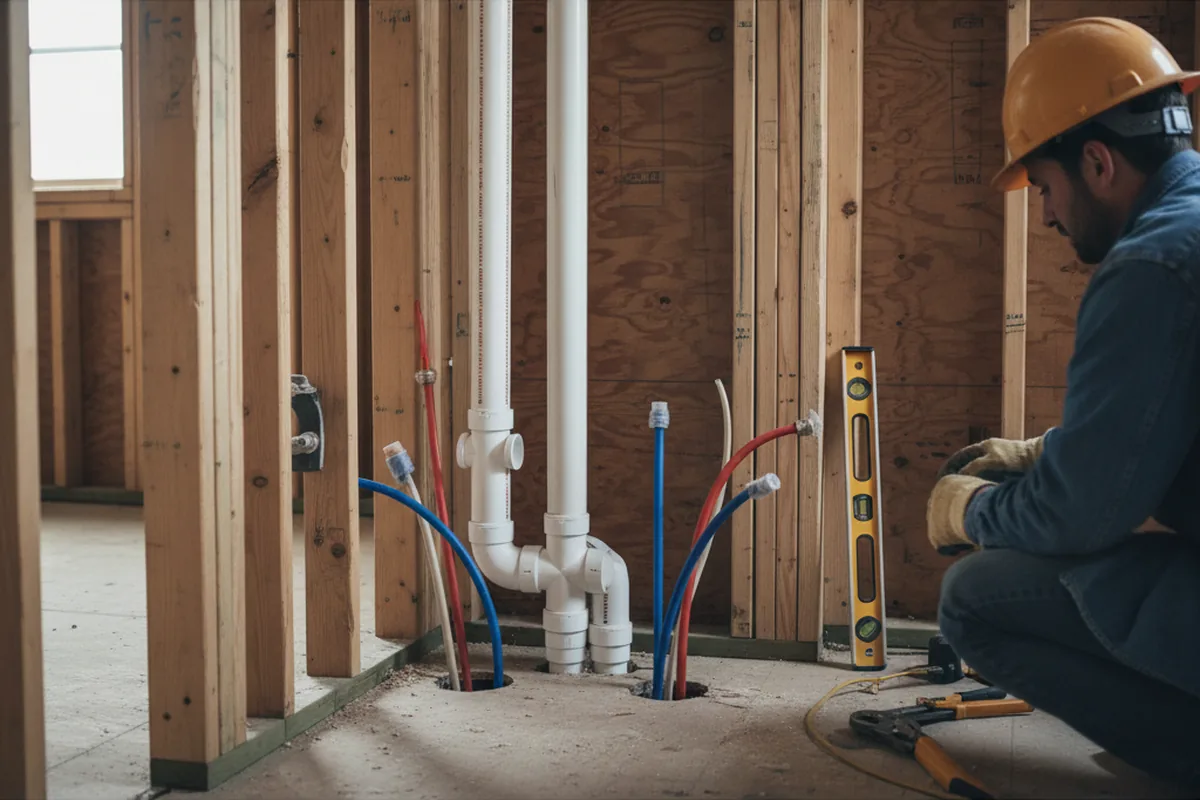 Drain and supply rough-in during Garbage Disposal Repair in Five Points